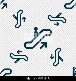 elevator, Escalator, Staircase icon sign. Seamless pattern with geometric texture. Vector illustration Stock Vector