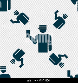 Inspector icon sign. Seamless pattern with geometric texture. Vector illustration Stock Vector