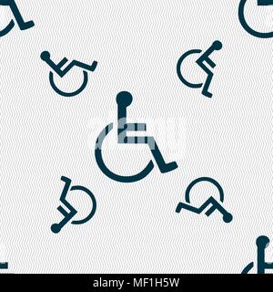 disabled icon sign. Seamless pattern with geometric texture. Vector illustration Stock Vector