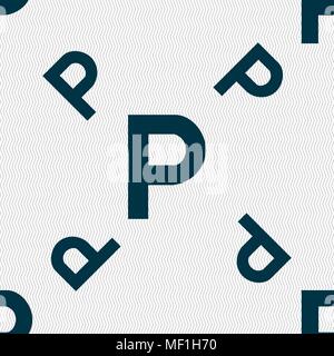 parking icon sign. Seamless pattern with geometric texture. Vector illustration Stock Vector