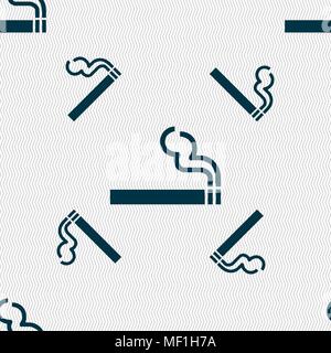 cigarette smoke icon sign. Seamless pattern with geometric texture. Vector illustration Stock Vector