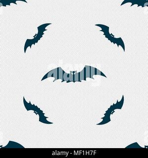 bat icon sign. Seamless pattern with geometric texture. Vector illustration Stock Vector