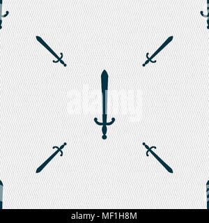 the sword icon sign. Seamless pattern with geometric texture. Vector illustration Stock Vector