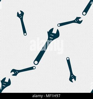 wrench icon sign. Seamless pattern with geometric texture. Vector illustration Stock Vector
