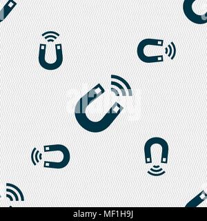Magnet icon sign. Seamless pattern with geometric texture. Vector illustration Stock Vector