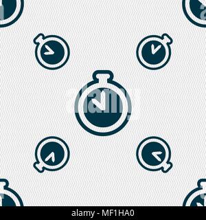 The stopwatch icon sign. Seamless pattern with geometric texture. Vector illustration Stock Vector