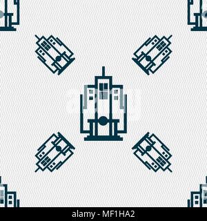 skyscraper icon sign. Seamless pattern with geometric texture. Vector illustration Stock Vector