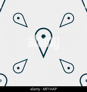 map poiner icon sign. Seamless pattern with geometric texture. Vector illustration Stock Vector