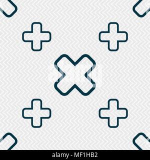 Cancel icon sign. Seamless pattern with geometric texture. Vector illustration Stock Vector