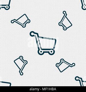 Shopping cart icon sign. Seamless pattern with geometric texture. Vector illustration Stock Vector