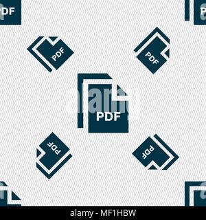 file PDF icon sign. Seamless pattern with geometric texture. Vector illustration Stock Vector