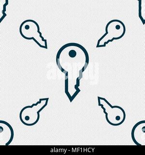 Key icon sign. Seamless pattern with geometric texture. Vector illustration Stock Vector