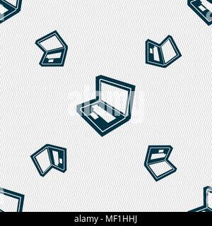 Laptop icon sign. Seamless pattern with geometric texture. Vector illustration Stock Vector