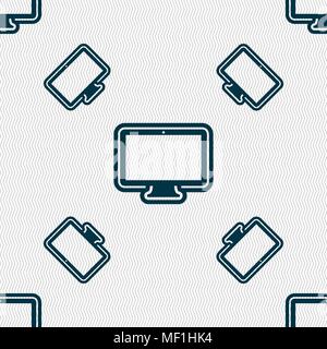 monitor icon sign. Seamless pattern with geometric texture. Vector illustration Stock Vector