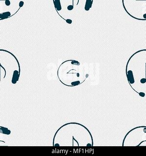 headsets icon sign. Seamless pattern with geometric texture. Vector illustration Stock Vector
