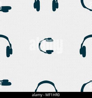 headsets icon sign. Seamless pattern with geometric texture. Vector illustration Stock Vector