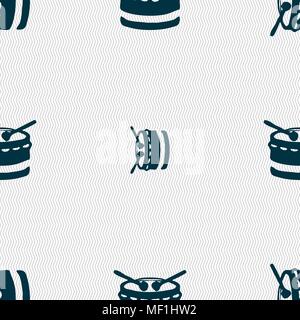 drum icon sign. Seamless pattern with geometric texture. Vector illustration Stock Vector