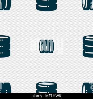 hard drive date base icon sign. Seamless pattern with geometric texture. Vector illustration Stock Vector
