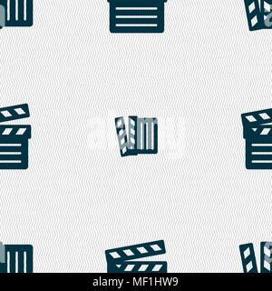 Cinema Clapper  icon sign. Seamless pattern with geometric texture. Vector illustration Stock Vector