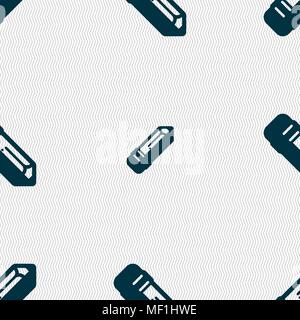 pencil icon sign. Seamless pattern with geometric texture. Vector illustration Stock Vector