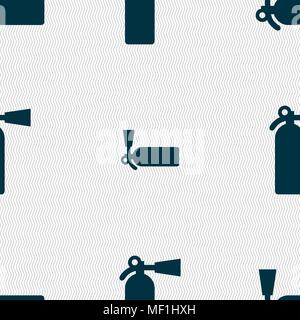 fire extinguisher icon sign. Seamless pattern with geometric texture. Vector illustration Stock Vector