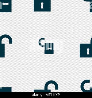open lock icon sign. Seamless pattern with geometric texture. Vector illustration Stock Vector