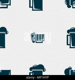 glass of beer icon sign. Seamless pattern with geometric texture. Vector illustration Stock Vector