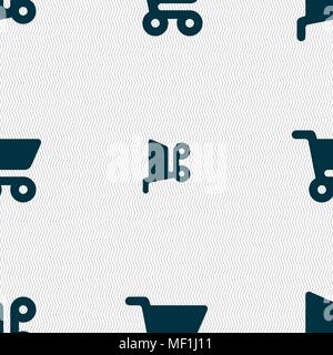 shopping basket icon sign. Seamless pattern with geometric texture. Vector illustration Stock Vector