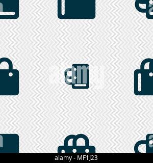 shopping bag icon sign. Seamless pattern with geometric texture. Vector illustration Stock Vector
