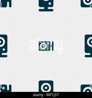 Web cam icon sign. Seamless pattern with geometric texture. Vector illustration Stock Vector