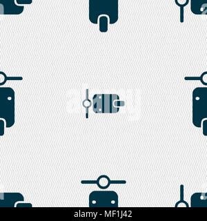 motorcycle icon sign. Seamless pattern with geometric texture. Vector illustration Stock Vector