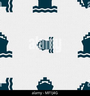 ship icon sign. Seamless pattern with geometric texture. Vector illustration Stock Vector