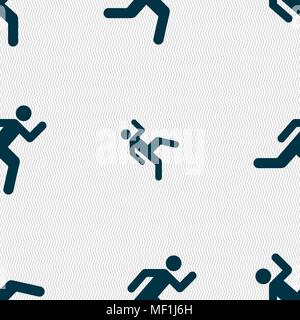 running man icon sign. Seamless pattern with geometric texture. Vector illustration Stock Vector