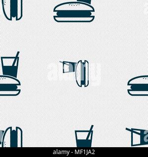 lunch box icon sign. Seamless pattern with geometric texture. Vector illustration Stock Vector