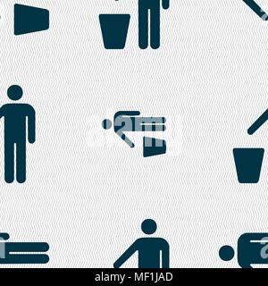 throw away the trash icon sign. Seamless pattern with geometric texture. Vector illustration Stock Vector