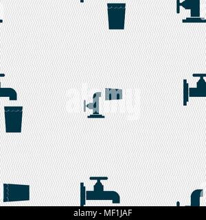 faucet, glass, water icon sign. Seamless pattern with geometric texture. Vector illustration Stock Vector