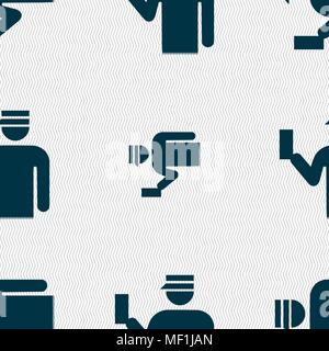 Inspector icon sign. Seamless pattern with geometric texture. Vector illustration Stock Vector