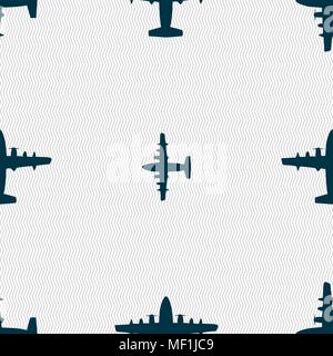aircraft icon sign. Seamless pattern with geometric texture. Vector illustration Stock Vector