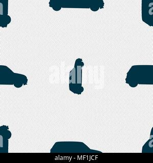 Jeep icon sign. Seamless pattern with geometric texture. Vector illustration Stock Vector