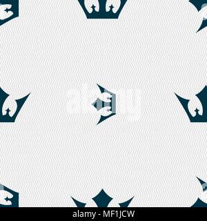 Crown icon sign. Seamless pattern with geometric texture. Vector illustration Stock Vector
