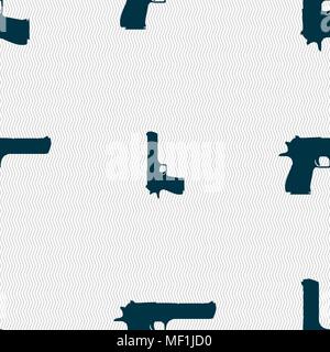 gun icon sign. Seamless pattern with geometric texture. Vector illustration Stock Vector