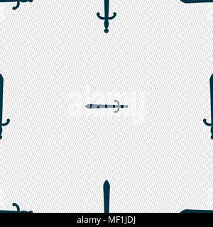 the sword icon sign. Seamless pattern with geometric texture. Vector illustration Stock Vector