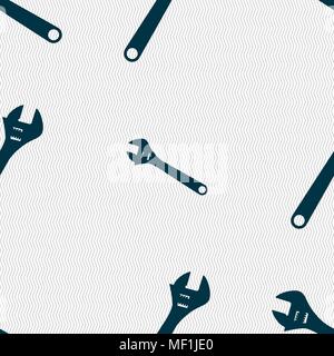 wrench icon sign. Seamless pattern with geometric texture. Vector illustration Stock Vector