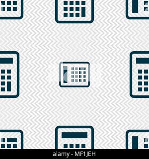 Calculator icon sign. Seamless pattern with geometric texture. Vector illustration Stock Vector