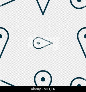 map poiner icon sign. Seamless pattern with geometric texture. Vector illustration Stock Vector