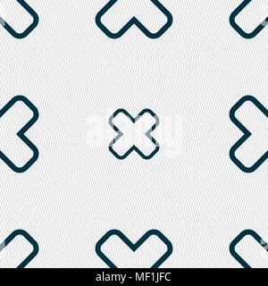 Cancel icon sign. Seamless pattern with geometric texture. Vector illustration Stock Vector
