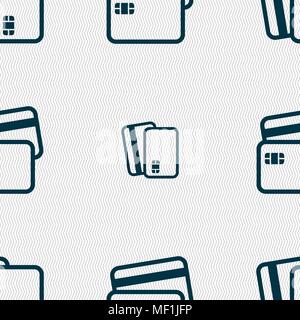 Credit card icon sign. Seamless pattern with geometric texture. Vector illustration Stock Vector