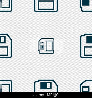 floppy disk icon sign. Seamless pattern with geometric texture. Vector illustration Stock Vector