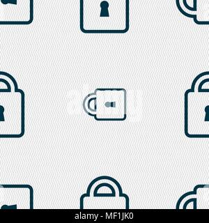 Lock icon sign. Seamless pattern with geometric texture. Vector illustration Stock Vector