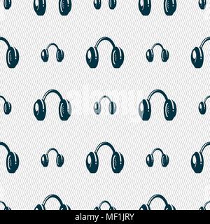 headsets icon sign. Seamless pattern with geometric texture. Vector illustration Stock Vector